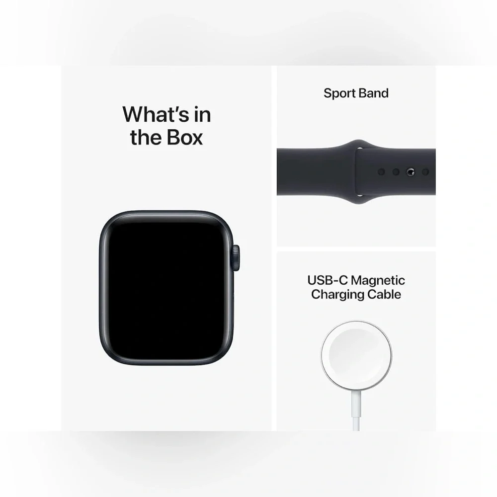 Apple Watch SE (2nd Gen) GPS 44mm Midnight Aluminum Case, Sport Band M/L